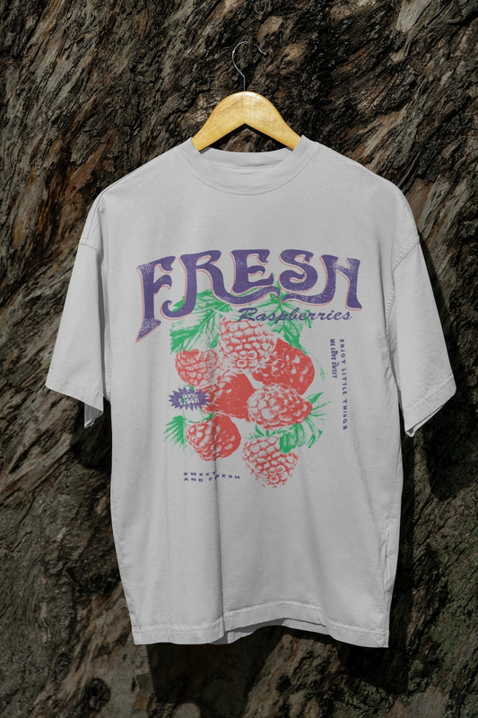 Vintage Fresh Raspberries Retro Fruit Graphic T-Shirt